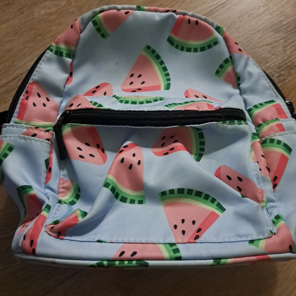 Kids Youth Girl's Blue Pink Watermelon Print Mini Backpack